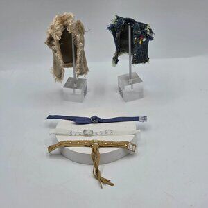 Bratz Doll Denim Vest & Yasmin Faux Fur Collar Vest With Belts Set